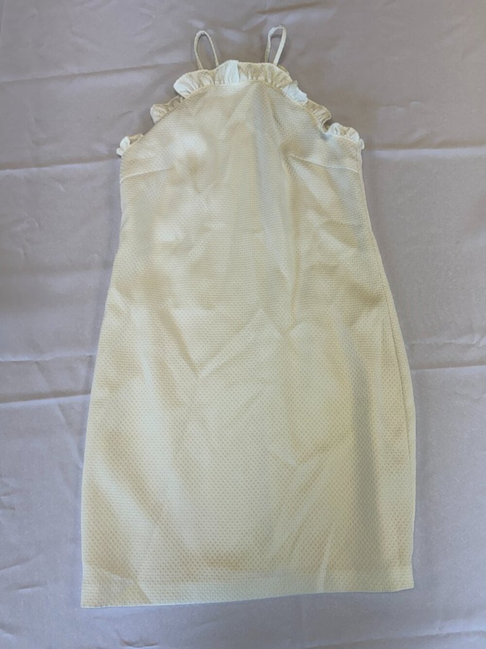 Trina Turk White Ruffle Halter Look Mini Dress Size S